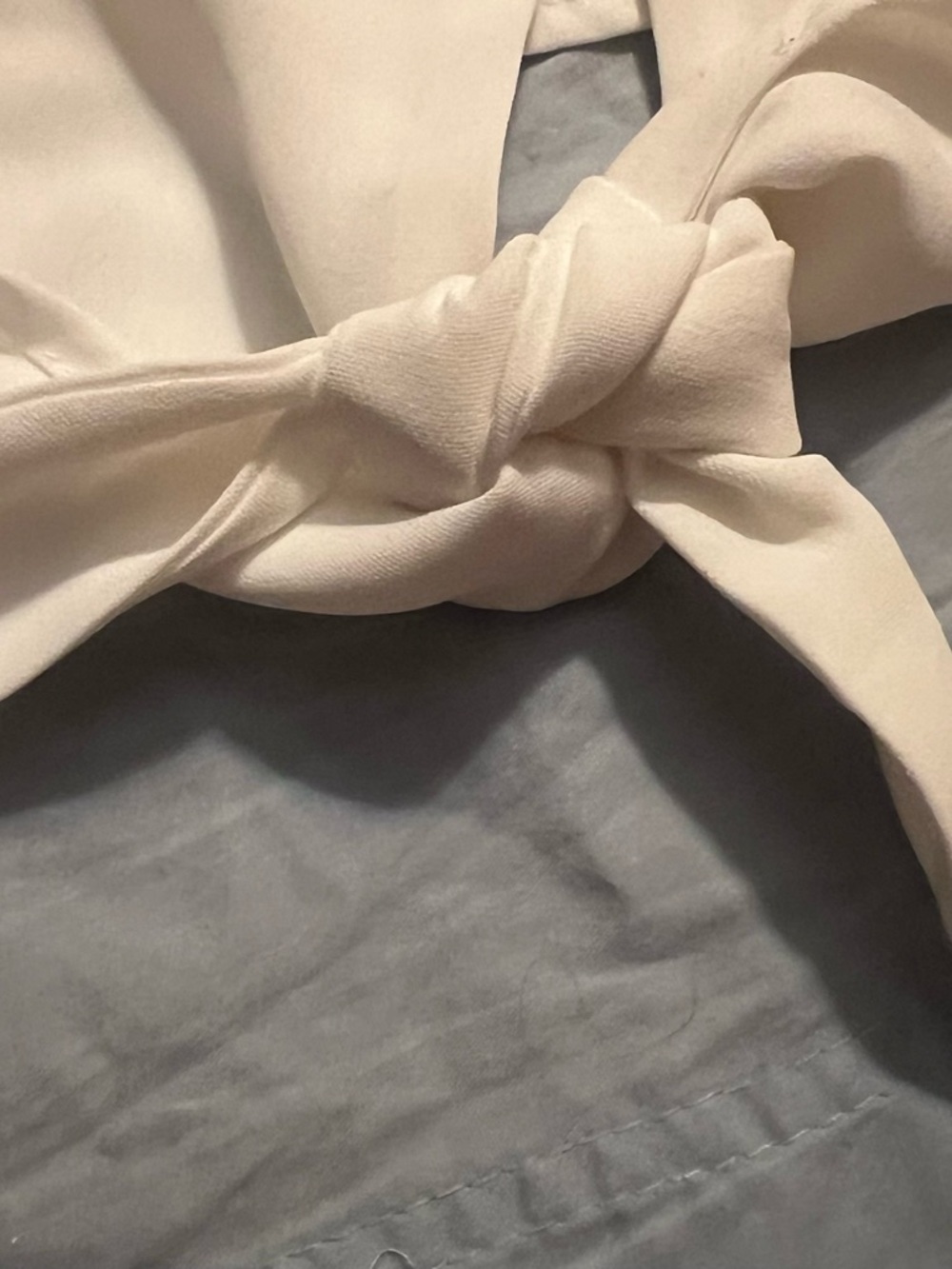 Ivory Tie-Hem Button-Front Blouse - Picture 4 of 5